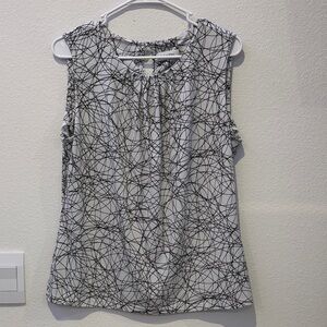 Calvin Klein Black and White Abstract Blouse